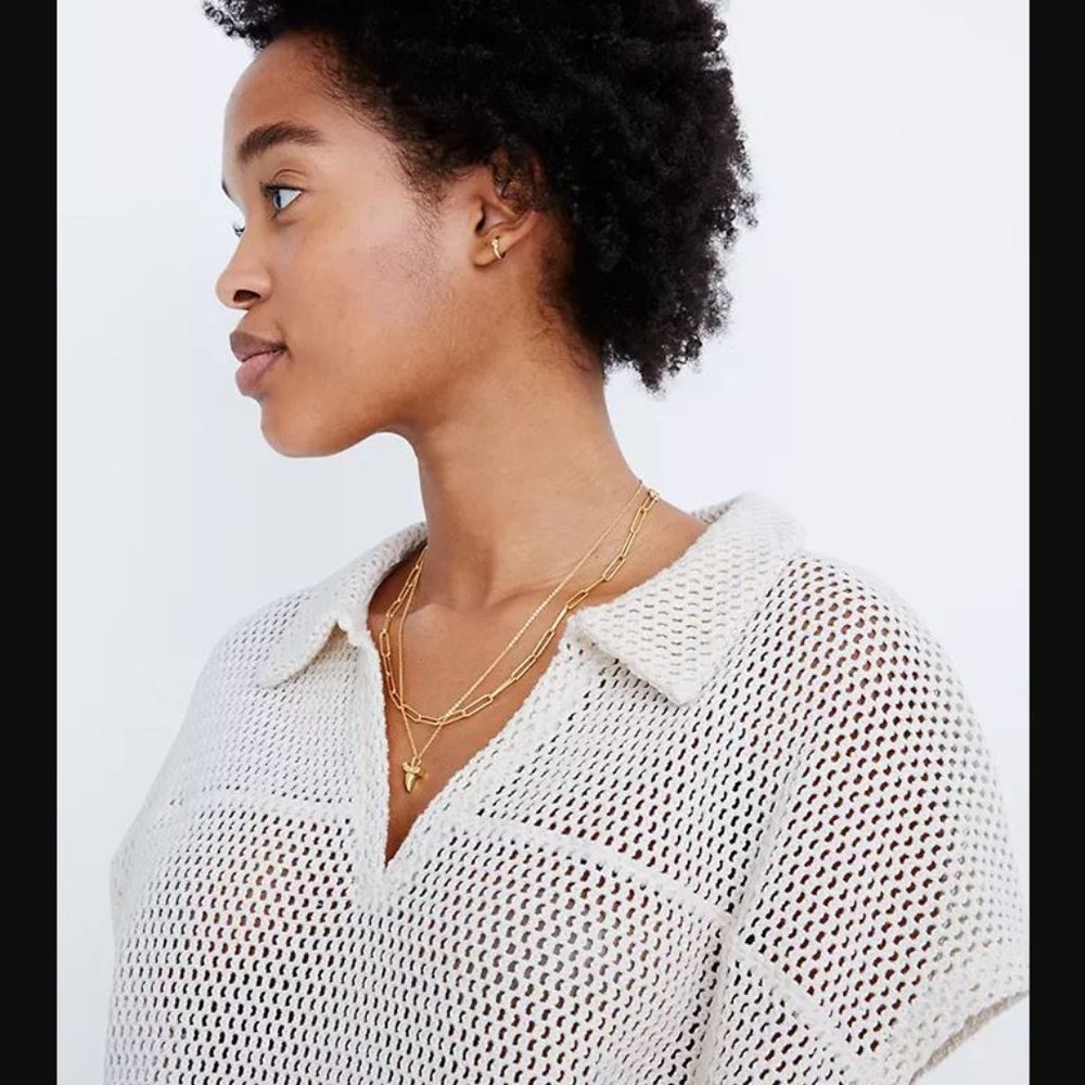 Madewell crochet polo top